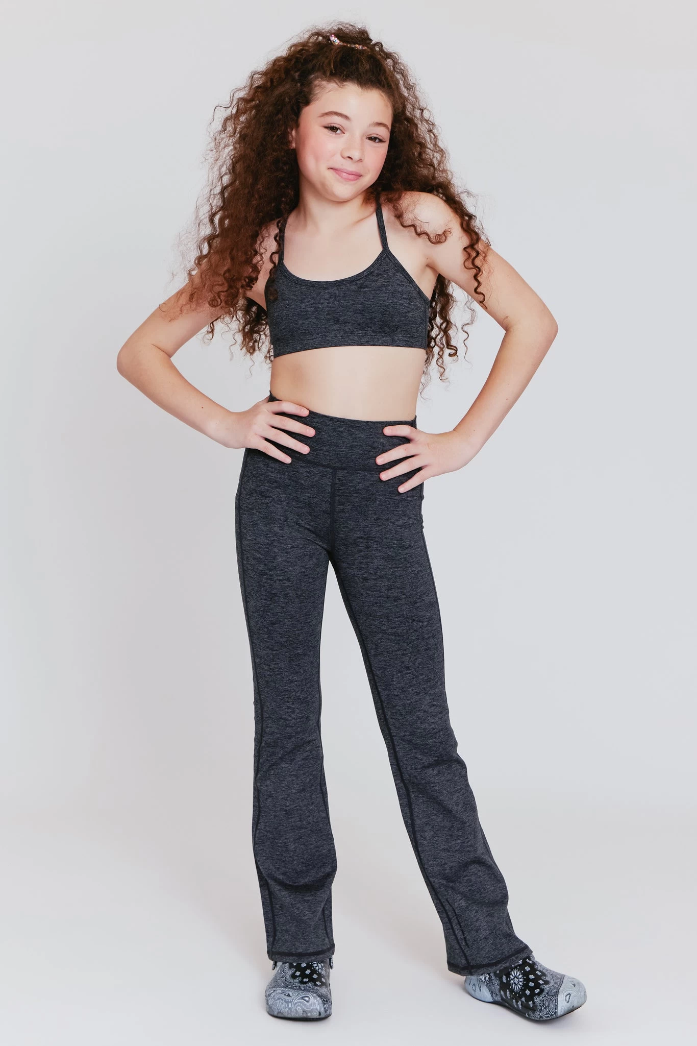 Kids TLC Flare Leggings In Dark Heathered Gray 7 Kids TLC Flare Leggings In Dark Heathered Gray - Image 5