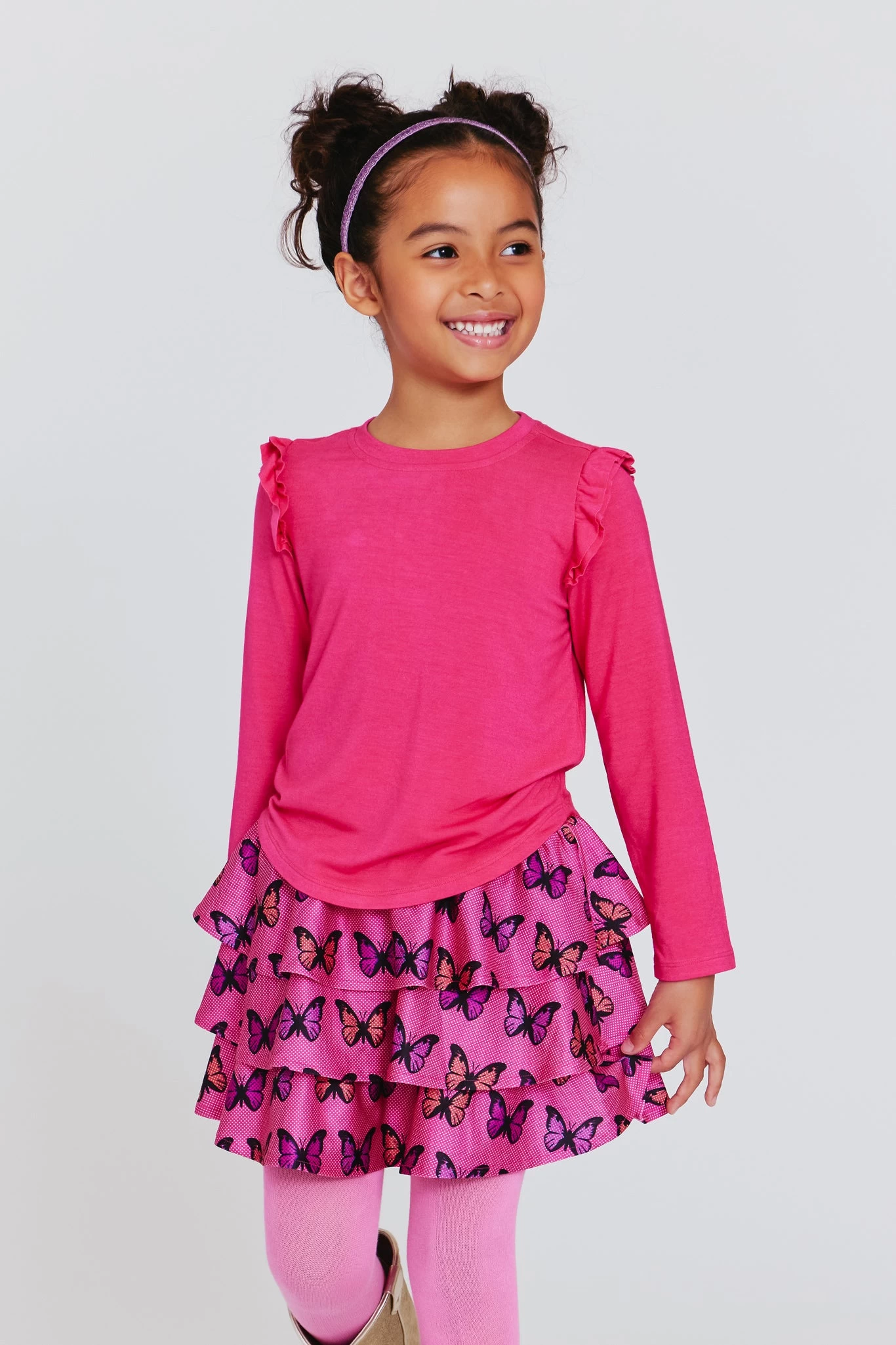 Toddler Ruffle Long Sleeve Tee In Terez Pink 4 Toddler Ruffle Long Sleeve Tee In Terez Pink - Image 2