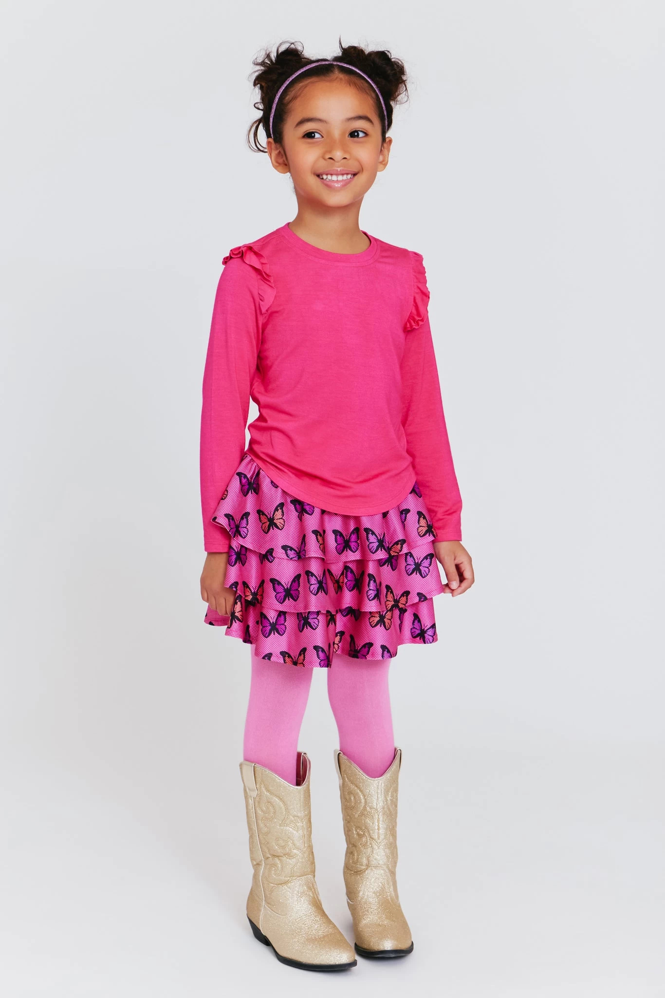 Toddler Ruffle Long Sleeve Tee In Terez Pink 6 Toddler Ruffle Long Sleeve Tee In Terez Pink - Image 4