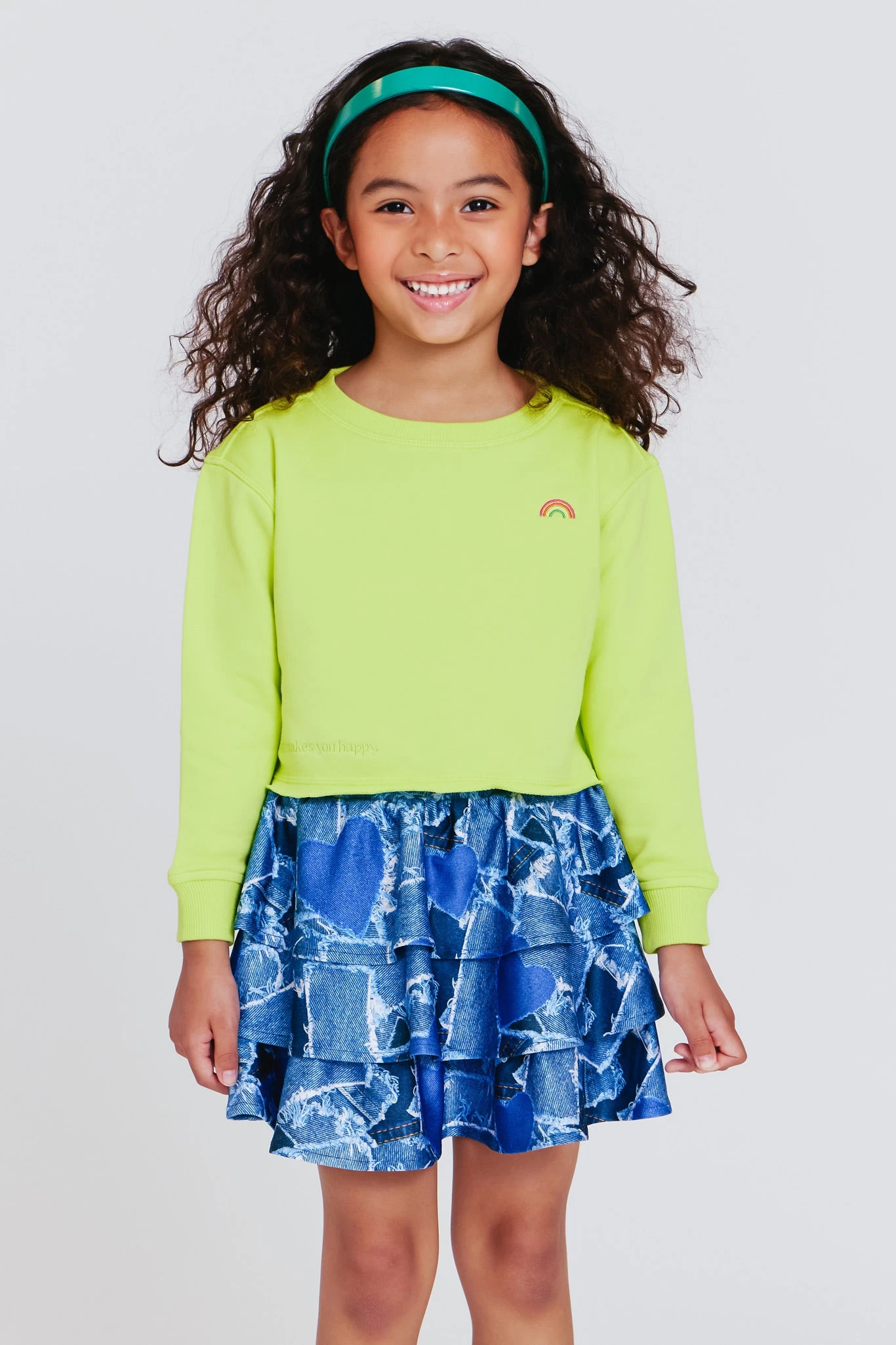 Girls Raw Hem Cropped Crew In Pepperoncini 3 Girls Raw Hem Cropped Crew In Pepperoncini