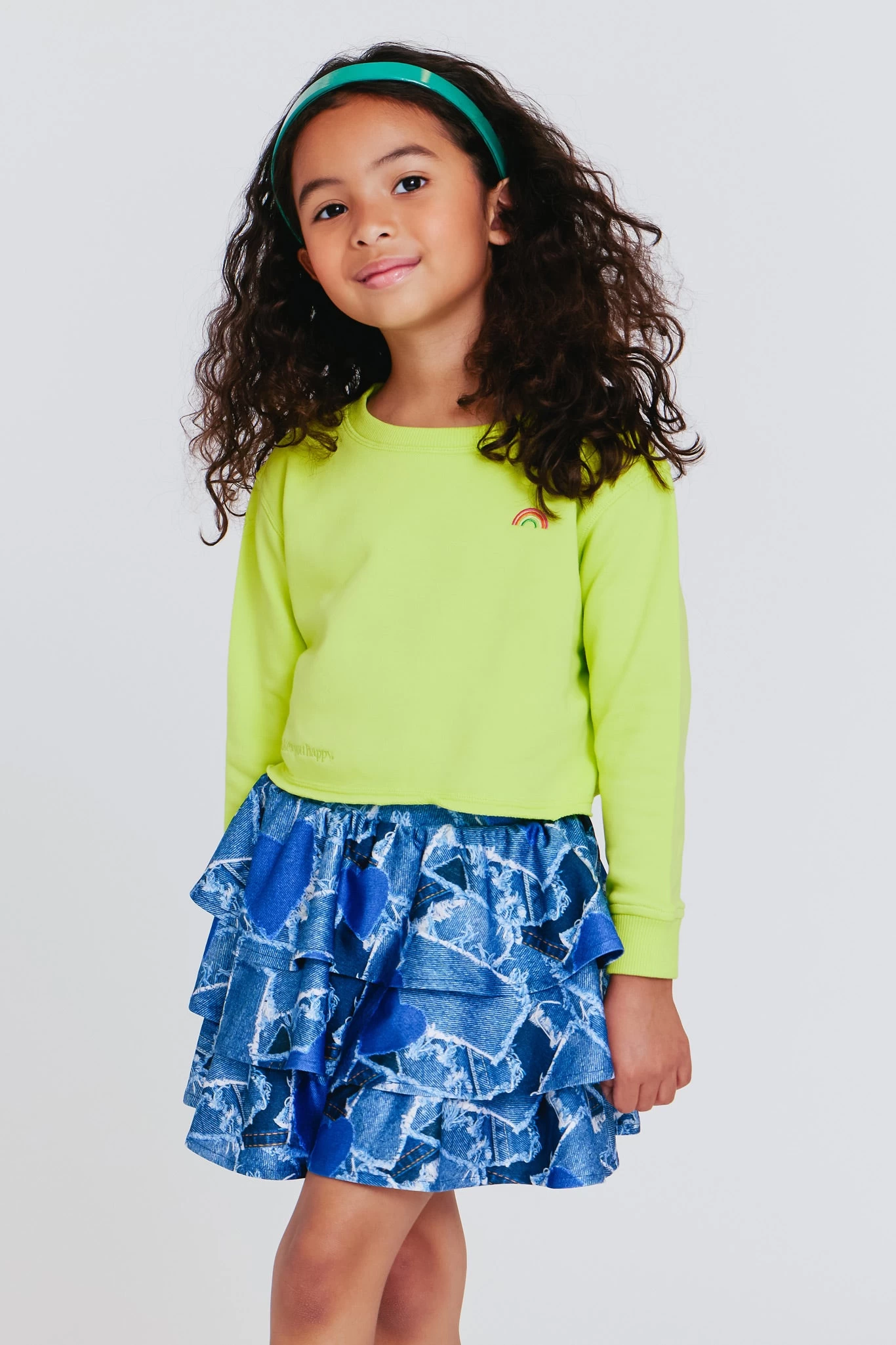 Girls Raw Hem Cropped Crew In Pepperoncini 4 Girls Raw Hem Cropped Crew In Pepperoncini - Image 2