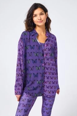 Button Down In Halftone Butterfly Patchwork