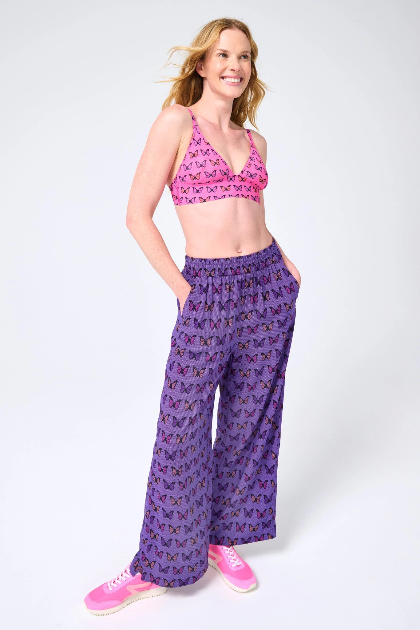 Mesh Bralette In Hot Pink Halftone Butterfly 6 Mesh Bralette In Hot Pink Halftone Butterfly - Image 4