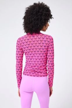 Mesh Mock Neck In Hot Pink Halftone Butterfly 10 Mesh Mock Neck In Hot Pink Halftone Butterfly -Chic Wear Shop Terez64daa31f935b2964daa31f93838.9445480564daa31f93838
