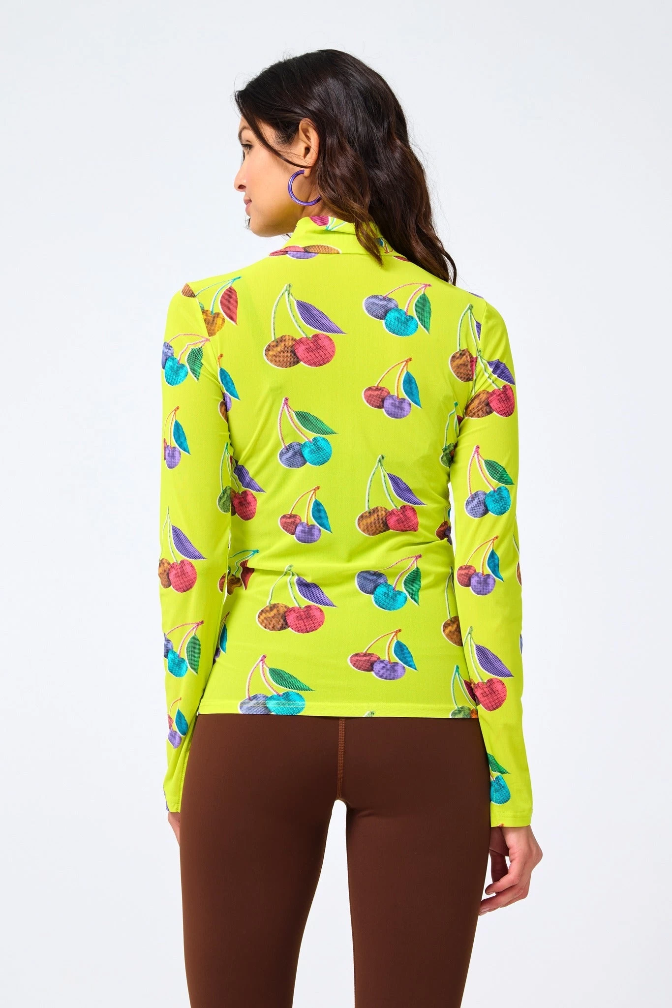 Mesh Mock Neck In Pepperoncini Halftone Cherries 5 Mesh Mock Neck In Pepperoncini Halftone Cherries - Image 3