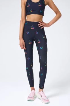 DuoKnit Leggings In Black Halftone Cherries