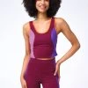 TLC Princess Seam Colorblock Crop Top In Black Raspberry