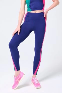 TLC Side Stripe Colorblock Leggings In Navy