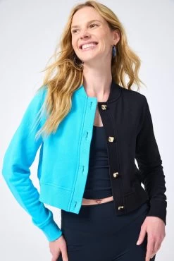 Crop Chili Cardigan In Curacao And Black