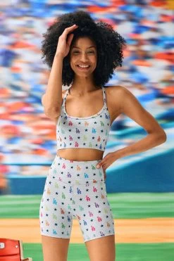 Dodgers TLC Y-Back Bralette In Rainbow Monogram