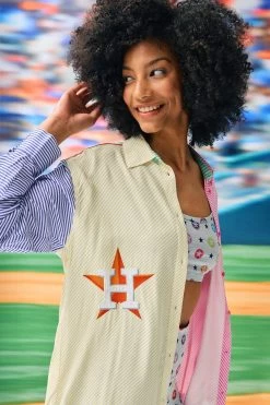 Astros Button Down In Stripes