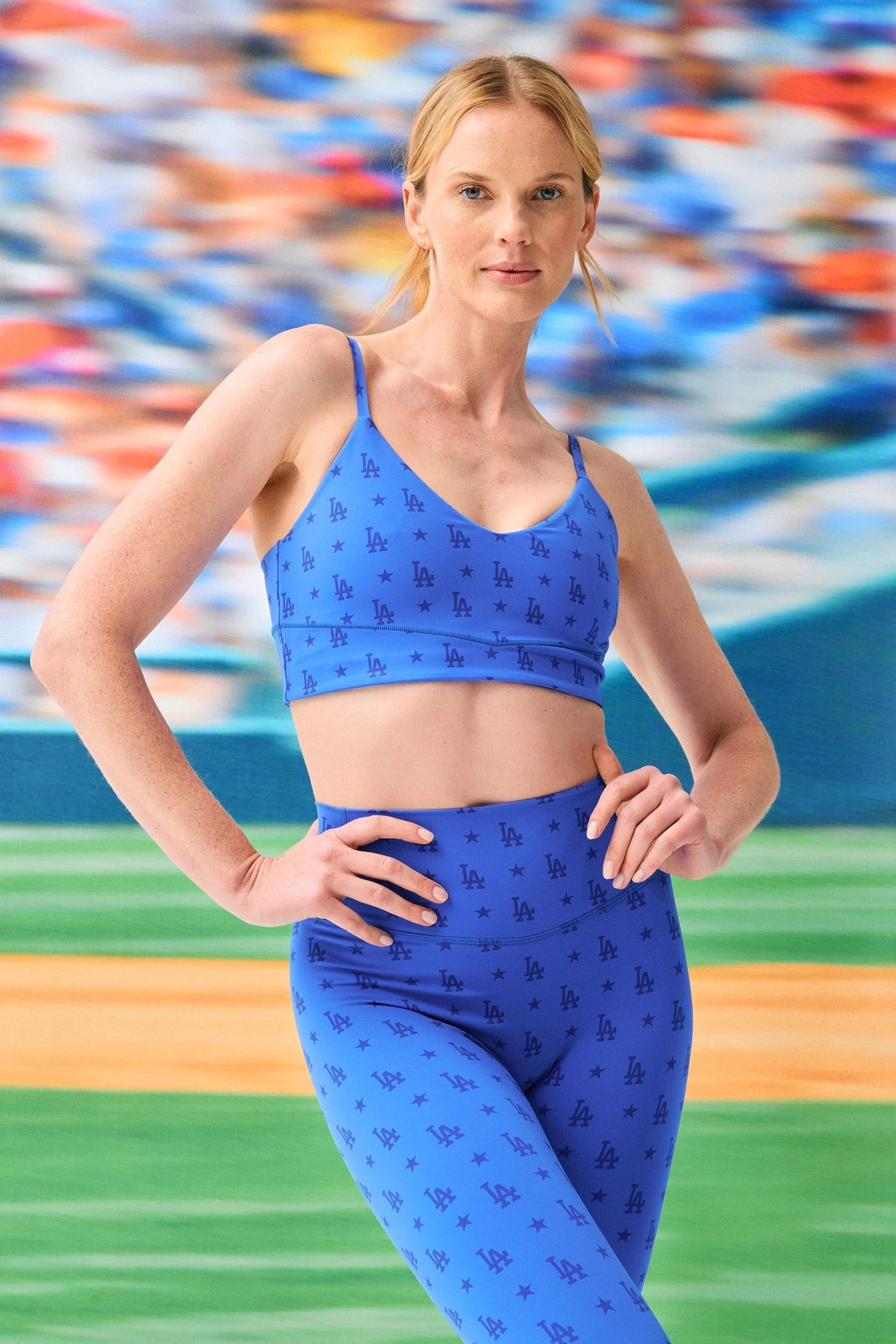 Dodgers Action V-Neck Bra In Monogram Royal 3 Dodgers Action V-Neck Bra In Monogram Royal