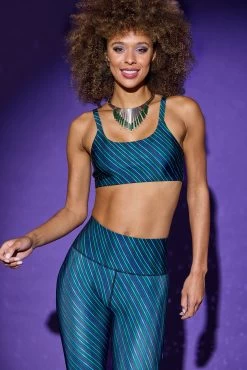 Hi-Shine Scoop Neck Bra In Jewel Stripe