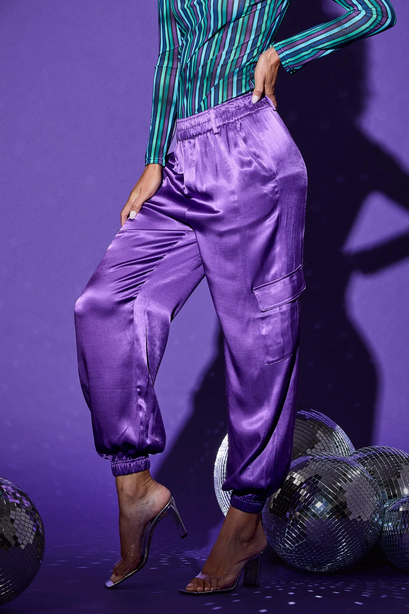 Silk Cargo Jogger In Electric Purple 4 Silk Cargo Jogger In Electric Purple - Image 2
