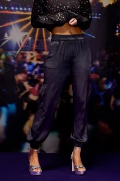 Silk Cargo Jogger In Black