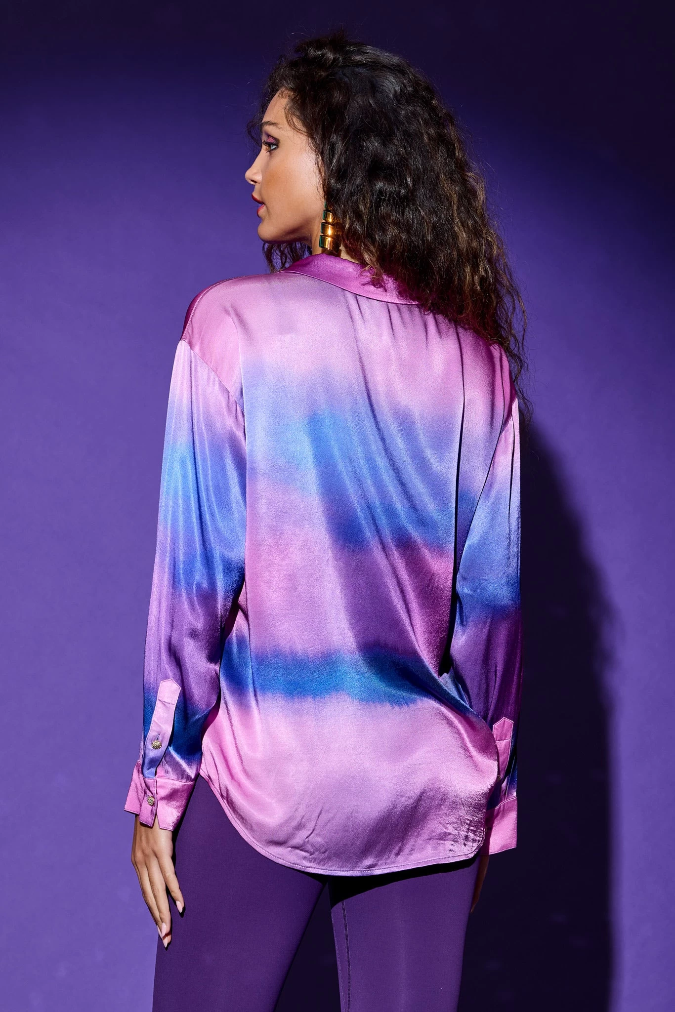 Silk Button Down In Soft Focus Jewel 4 Silk Button Down In Soft Focus Jewel - Image 3