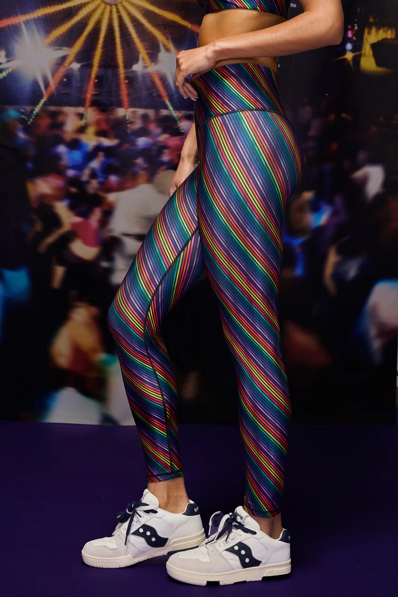 Hi-Shine Leggings In Rainbow Stripe 4 Hi-Shine Leggings In Rainbow Stripe - Image 2