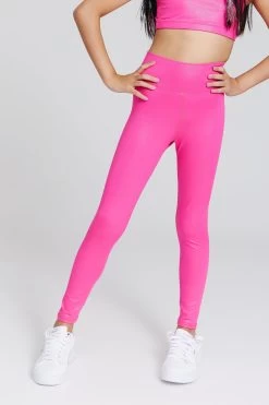 Girls TLC Foil Legging In Terez Pink Sparkle