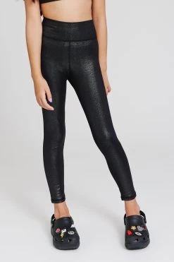 Girls TLC Foil Legging In Onyx Sparkle