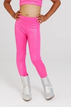 Kids TLC Foil Legging In Terez Pink Sparkle