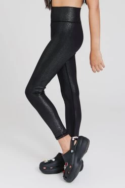 Kids TLC Foil Legging In Onyx Sparkle
