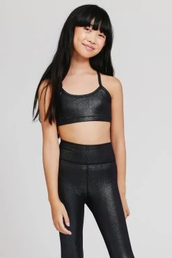 Kids TLC Y-Back Foil Bra In Onyx Sparkle