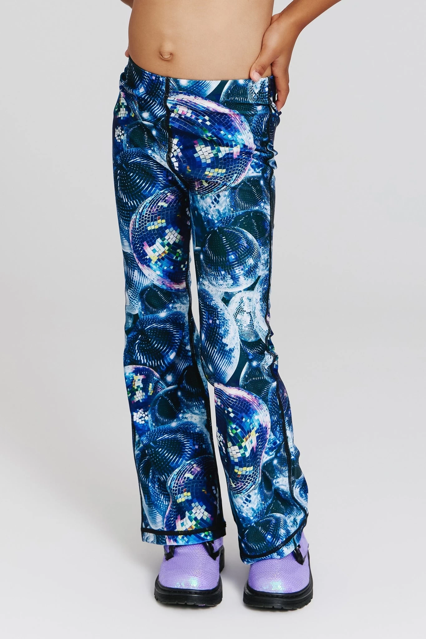 Kids Hi-Shine Flare Leggings In Disco Fever 3 Kids Hi-Shine Flare Leggings In Disco Fever