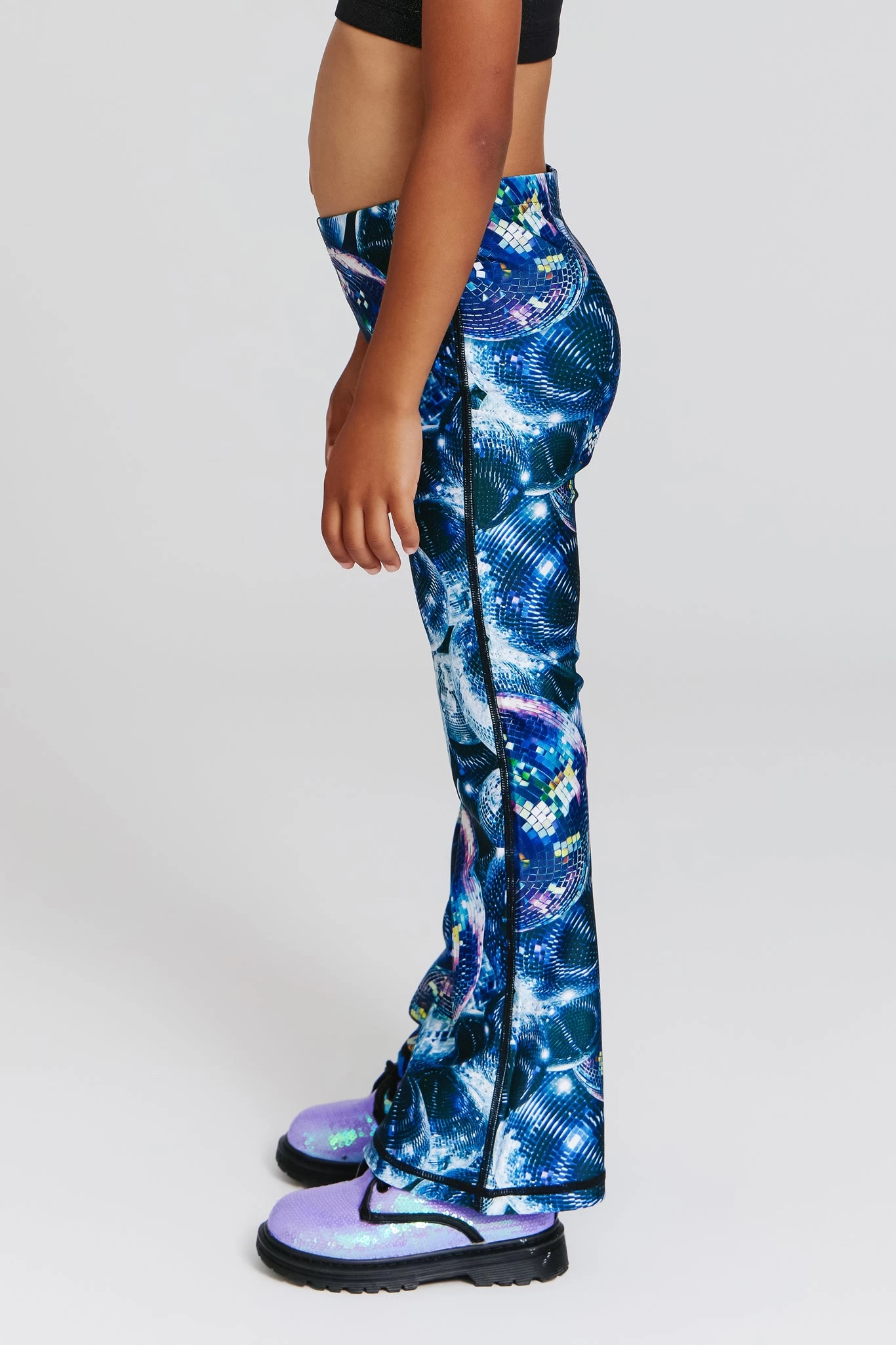 Kids Hi-Shine Flare Leggings In Disco Fever 4 Kids Hi-Shine Flare Leggings In Disco Fever - Image 2