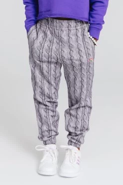Kids Jogger In Silver Cable Knit