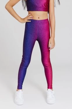 Girls Hi-Shine Leggings In Jewel Glitter