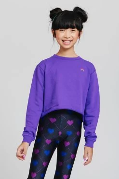 Girls Raw Hem Cropped Crew In Labyrinth