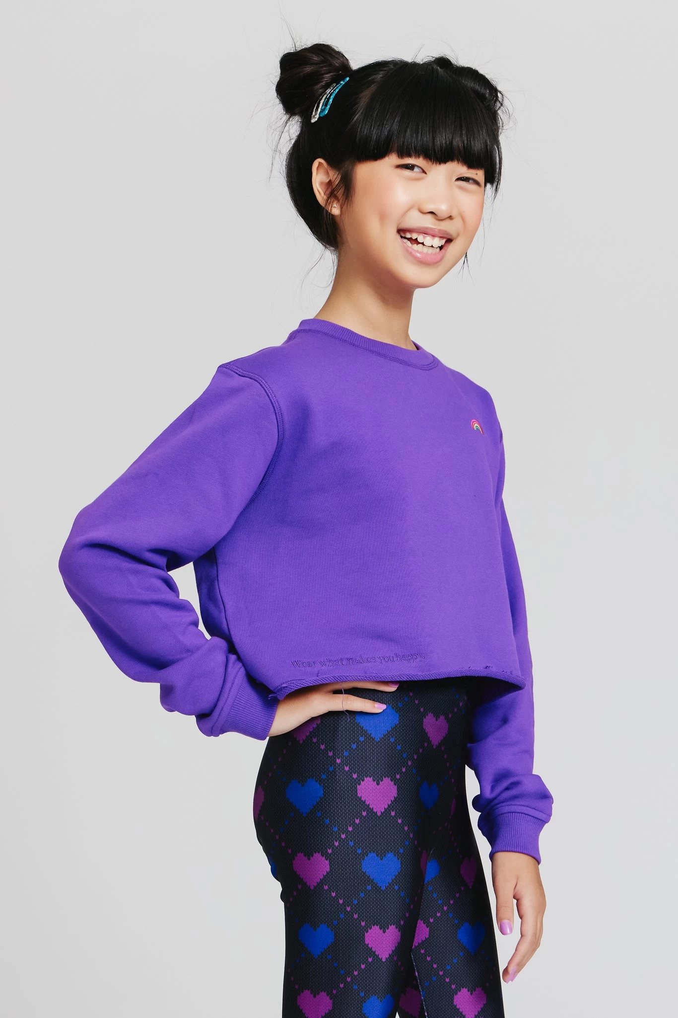 Girls Raw Hem Cropped Crew In Labyrinth 4 Girls Raw Hem Cropped Crew In Labyrinth - Image 2