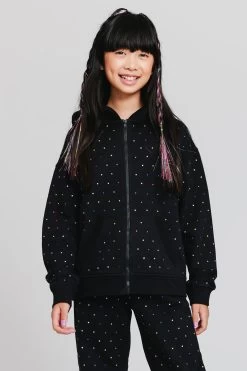 Girls Gems Zip Hoodie In Black