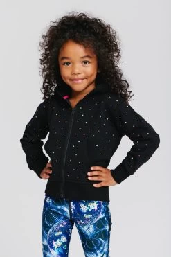 Kids Gems Zip Hoodie In Black
