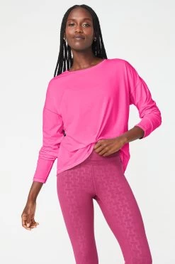 Bliss Long Sleeve Tee In Terez Pink