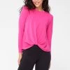 Bliss Twist Front Long Sleeve Tee In Terez Pink