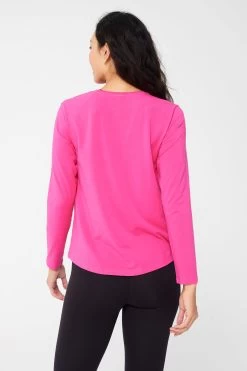 Bliss Twist Front Long Sleeve Tee In Terez Pink 11 Bliss Twist Front Long Sleeve Tee In Terez Pink -Chic Wear Shop TerezPink FrontTwist 4