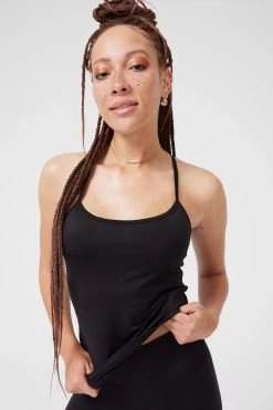 TLC Y-Back Tank In Jet Black -Chic Wear Shop blacktankfront2