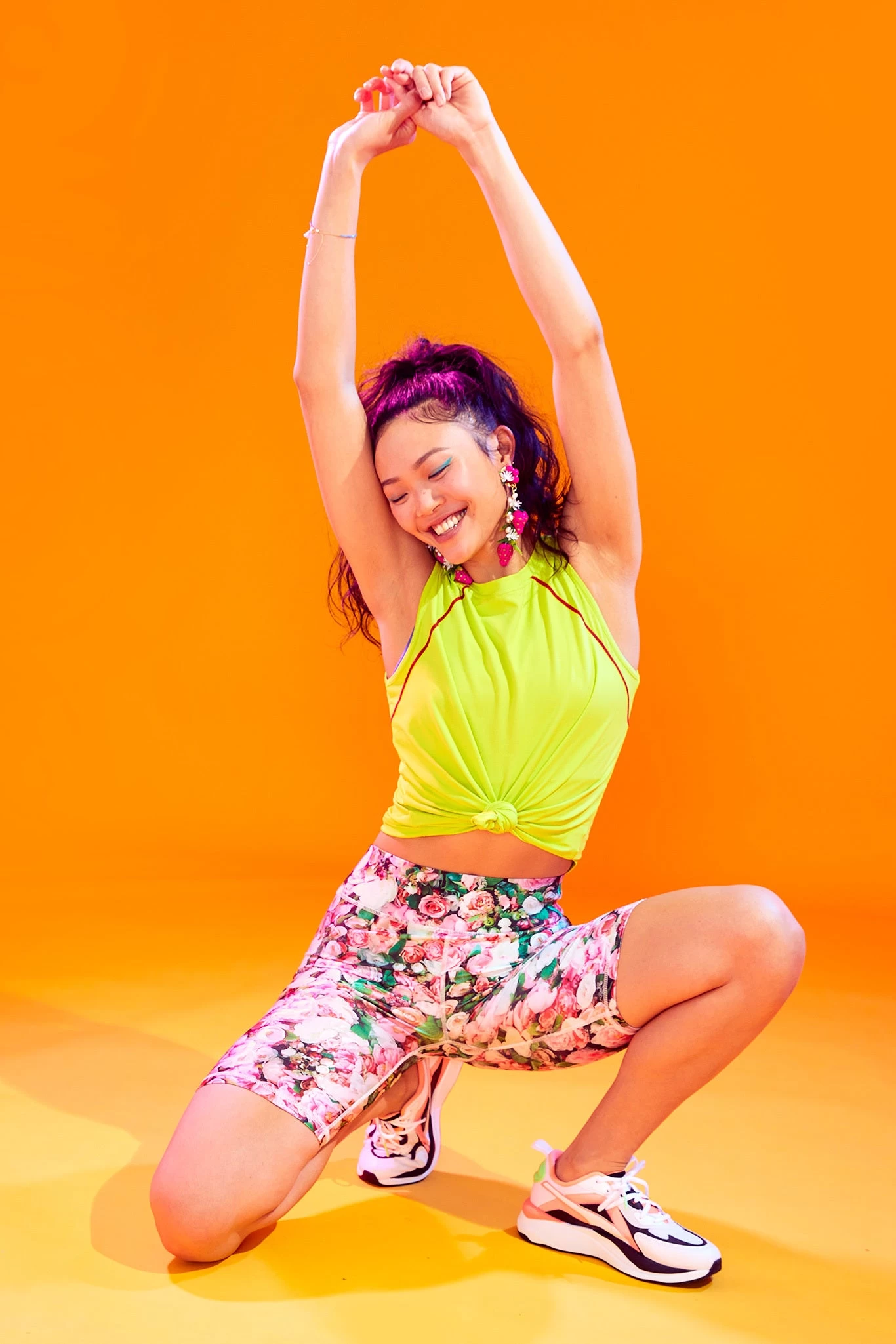 Hi-Shine Bike Shorts In Pink Floral Bouquet 3 Hi-Shine Bike Shorts In Pink Floral Bouquet